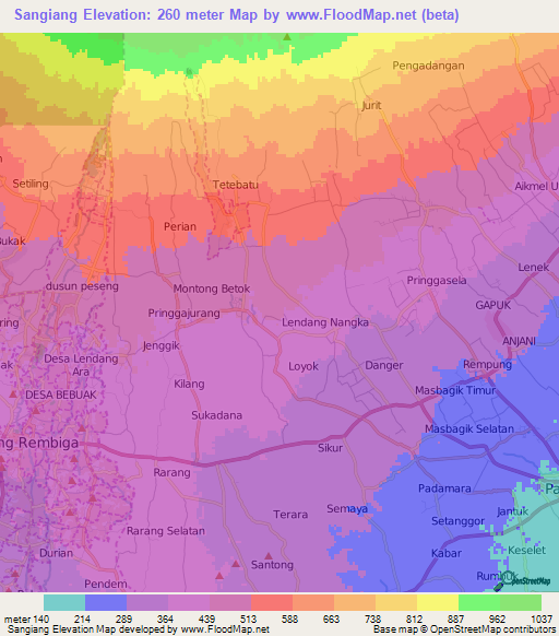 Sangiang,Indonesia Elevation Map