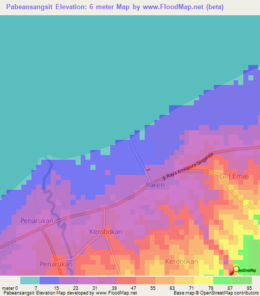 Pabeansangsit,Indonesia Elevation Map