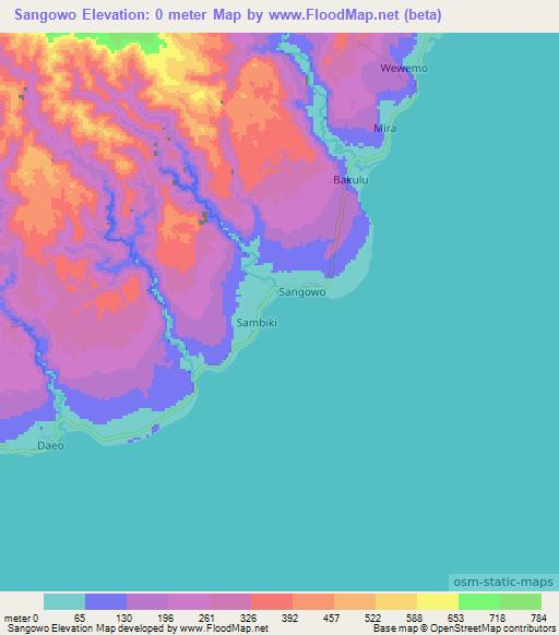 Sangowo,Indonesia Elevation Map