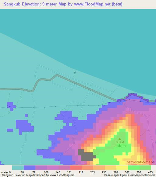 Sangkub,Indonesia Elevation Map