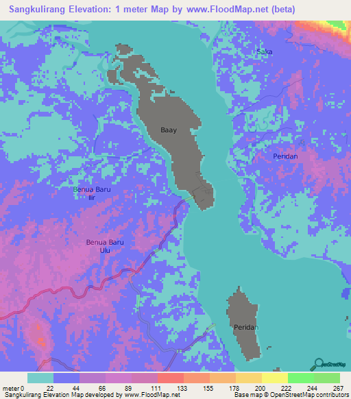 Sangkulirang,Indonesia Elevation Map