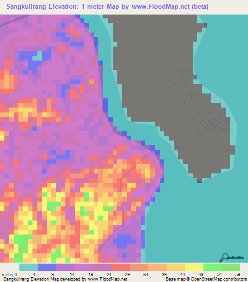 Sangkulirang,Indonesia Elevation Map