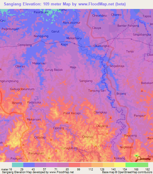 Sangiang,Indonesia Elevation Map