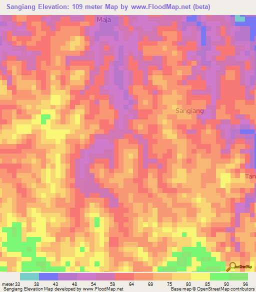 Sangiang,Indonesia Elevation Map