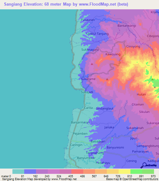 Sangiang,Indonesia Elevation Map