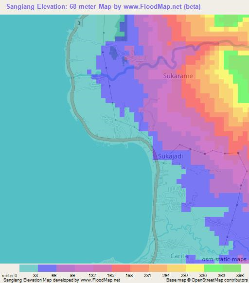 Sangiang,Indonesia Elevation Map