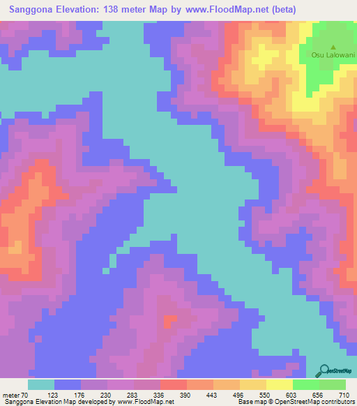 Sanggona,Indonesia Elevation Map