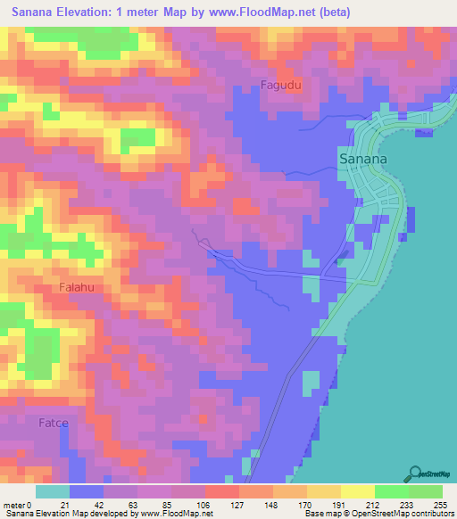 Sanana,Indonesia Elevation Map