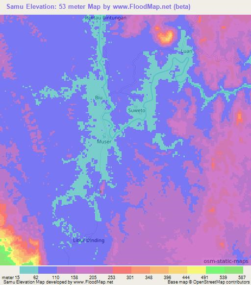 Samu,Indonesia Elevation Map