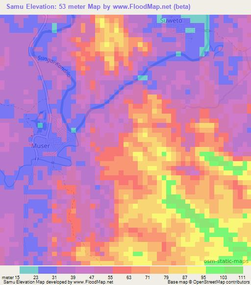 Samu,Indonesia Elevation Map