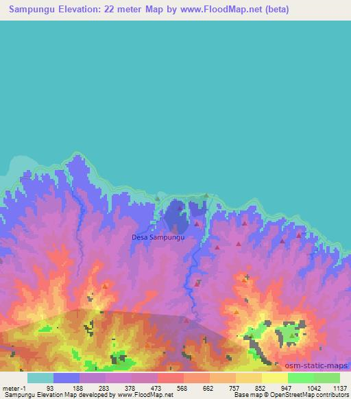 Sampungu,Indonesia Elevation Map