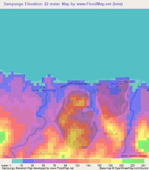 Sampungu,Indonesia Elevation Map