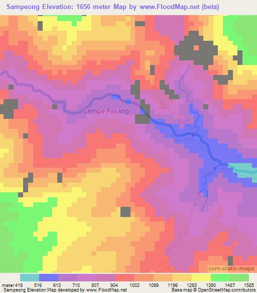 Sampeong,Indonesia Elevation Map