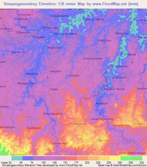 Simpangpeundeuy,Indonesia Elevation Map