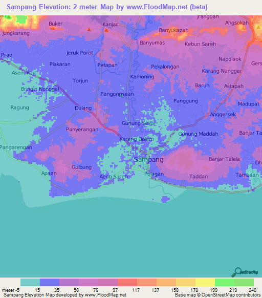 Sampang,Indonesia Elevation Map