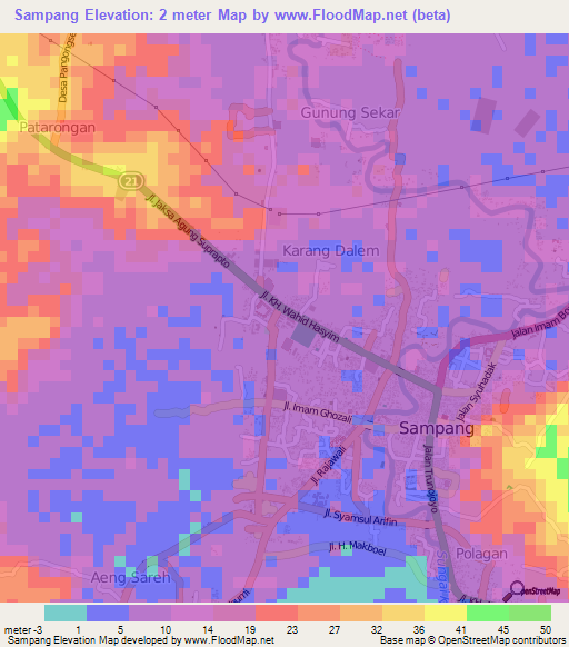 Sampang,Indonesia Elevation Map