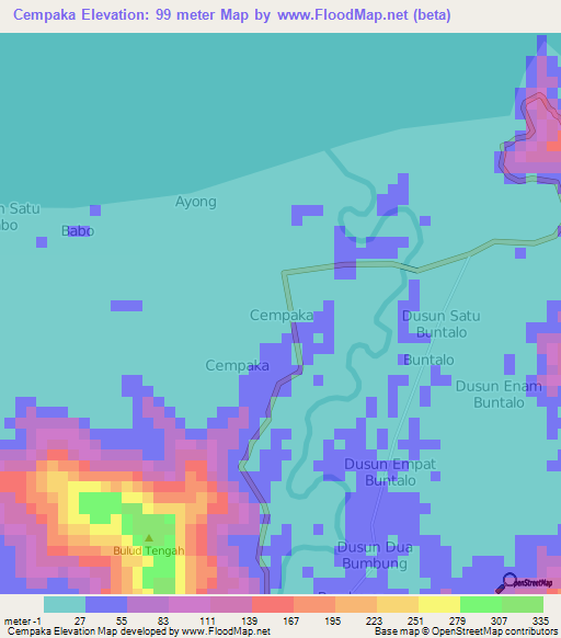 Cempaka,Indonesia Elevation Map