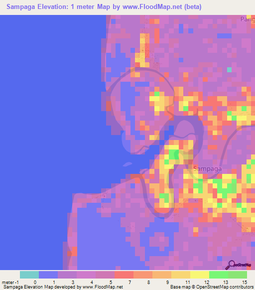 Sampaga,Indonesia Elevation Map