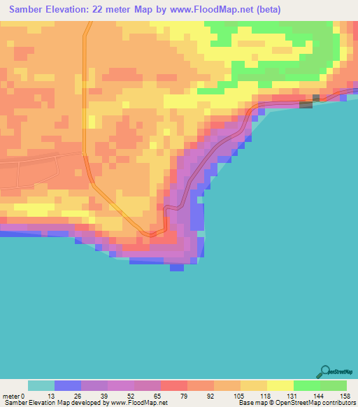 Samber,Indonesia Elevation Map