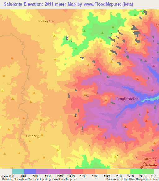 Salurante,Indonesia Elevation Map