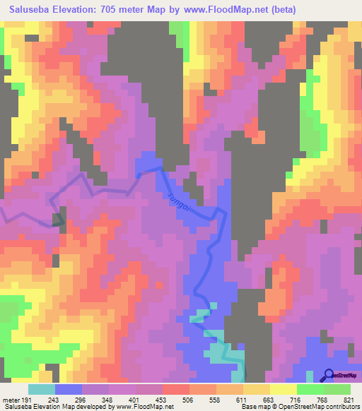 Saluseba,Indonesia Elevation Map