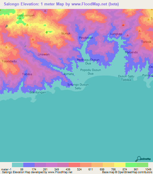 Salongo,Indonesia Elevation Map