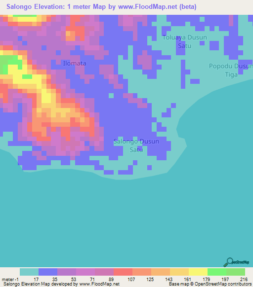 Salongo,Indonesia Elevation Map