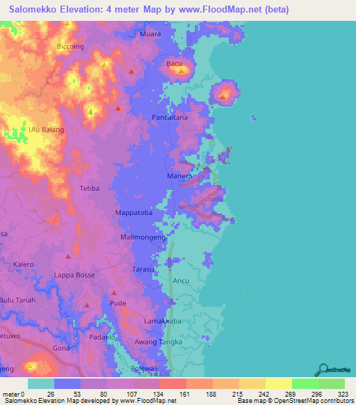 Salomekko,Indonesia Elevation Map