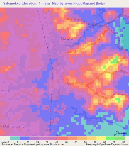 Salomekko,Indonesia Elevation Map