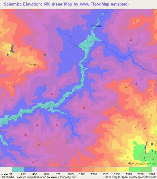 Sabamba,Indonesia Elevation Map