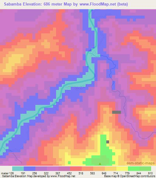 Sabamba,Indonesia Elevation Map