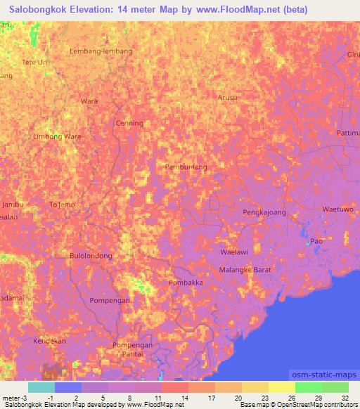 Salobongkok,Indonesia Elevation Map
