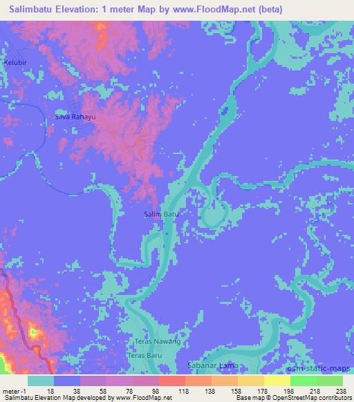 Salimbatu,Indonesia Elevation Map