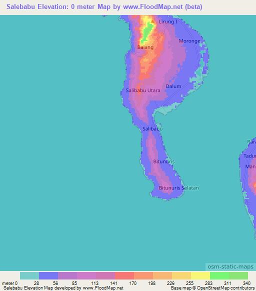 Salebabu,Indonesia Elevation Map