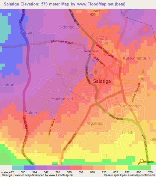 Salatiga,Indonesia Elevation Map