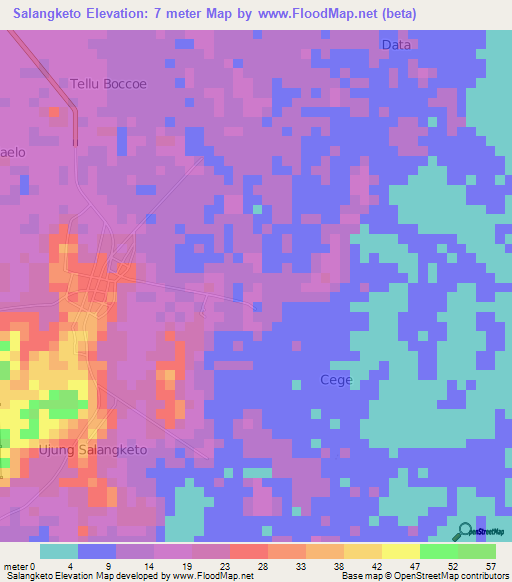 Salangketo,Indonesia Elevation Map