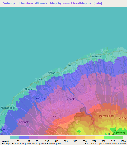 Selengen,Indonesia Elevation Map