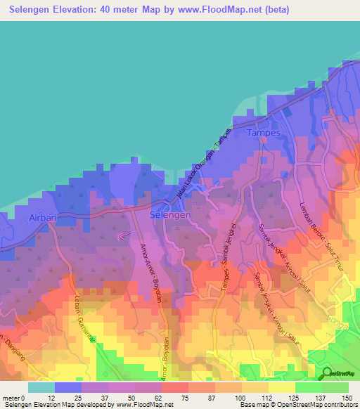 Selengen,Indonesia Elevation Map