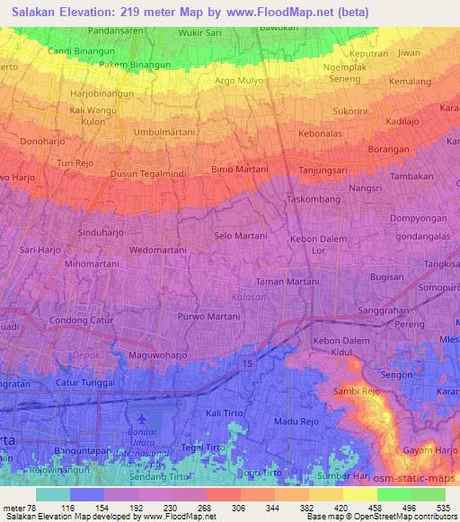 Salakan,Indonesia Elevation Map