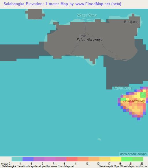 Salabangka,Indonesia Elevation Map