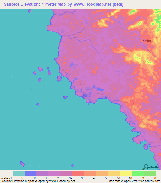 Sailolof,Indonesia Elevation Map