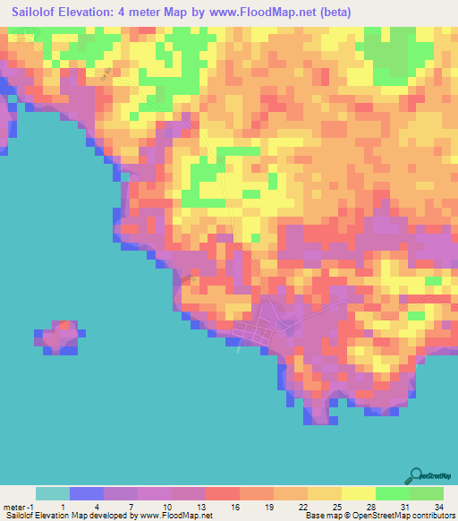 Sailolof,Indonesia Elevation Map