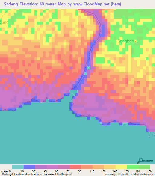 Sadeng,Indonesia Elevation Map