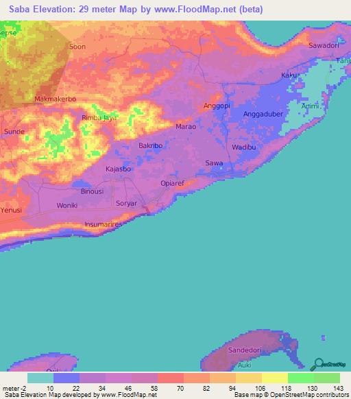 Saba,Indonesia Elevation Map