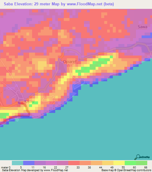 Saba,Indonesia Elevation Map