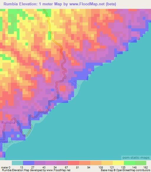 Rumbia,Indonesia Elevation Map