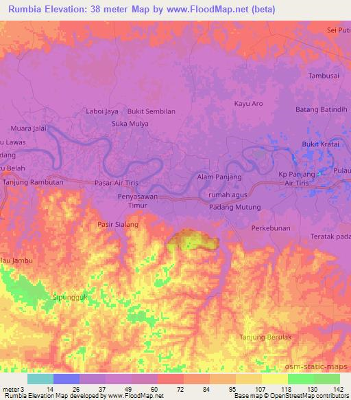 Rumbia,Indonesia Elevation Map