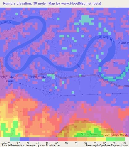 Rumbia,Indonesia Elevation Map