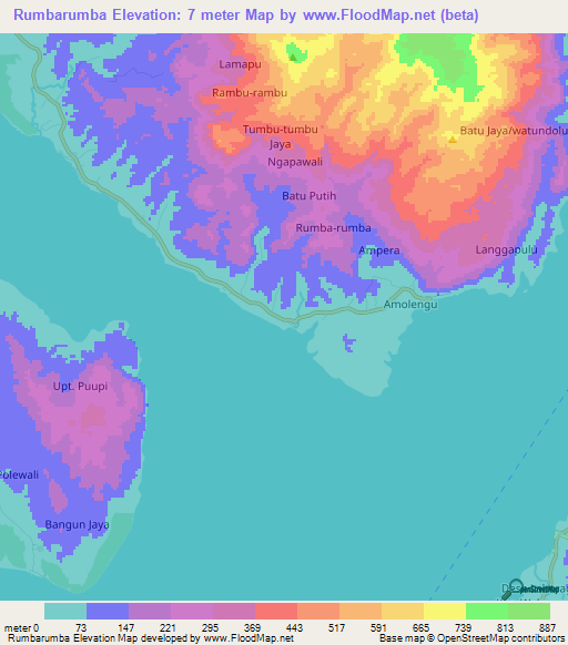 Rumbarumba,Indonesia Elevation Map