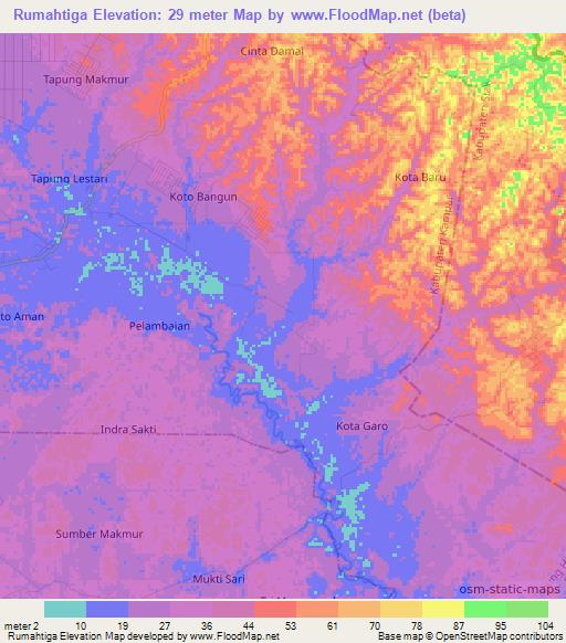 Rumahtiga,Indonesia Elevation Map